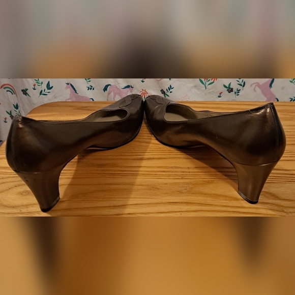 Vintage Salvatore Ferragamo Metallic Gold & Silver Boho Heel Shoe SZ 8.5AA - Picture 4 of 9